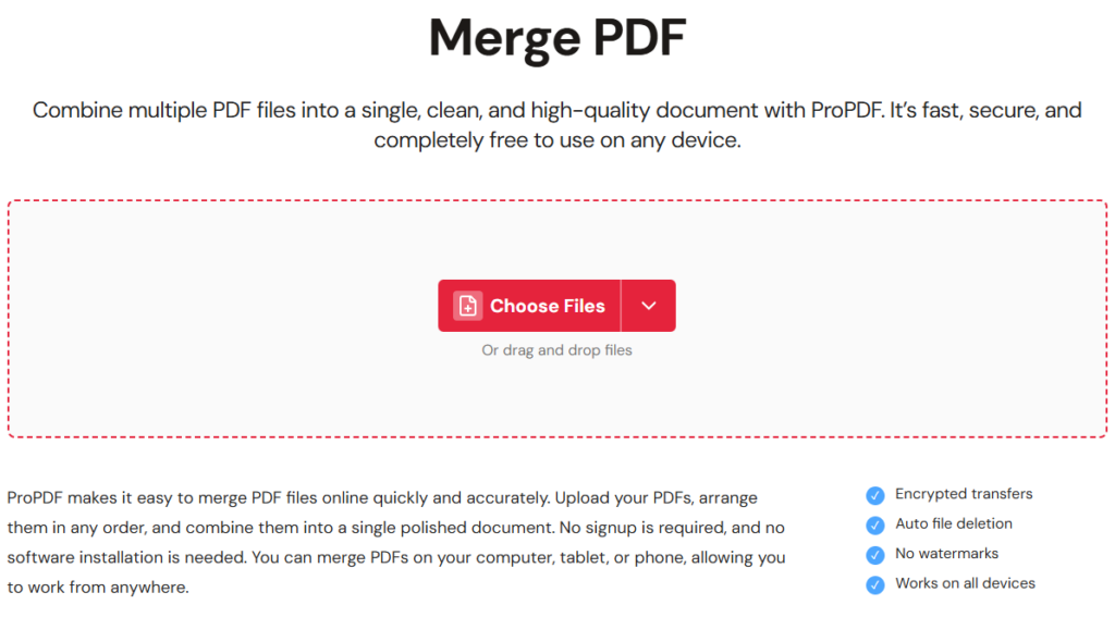 ProPDF Merge Tool - Free PDF Combiner